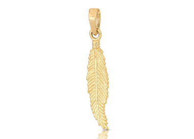 Ciondolo Piuma Oro Giallo GL102076