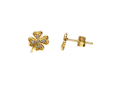 Vierblättriges Kleeblatt-Ohrringe aus Gelbgold GL102090