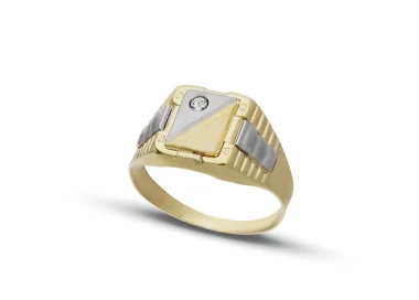 Men's Ring in Yellow and White Gold GL102116