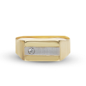 Men's Ring in Yellow and White Gold with White Stone GL100004