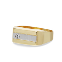 Men's Ring in Yellow and White Gold with White Stone GL100004