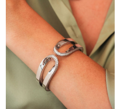 Bracciale Donna Boccadamo Caleida In Bronzo Con Cristalli E Agata Grigia, Gioiello Italiano, Codice KBR018F