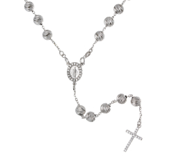 White Gold Rosary Necklace GL102238