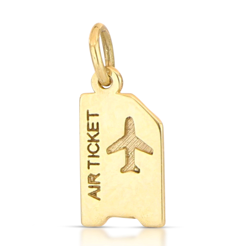 Yellow Gold Airplane Ticket Pendant GL102339
