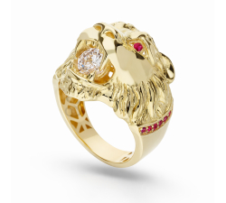 Men's Yellow Gold Lion Head Ring GL102356
