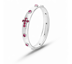 Women's White Gold Rosary Ring GL102362