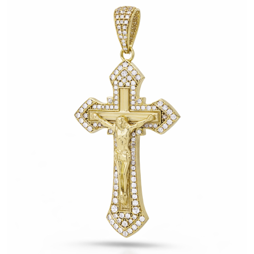 Unisex Yellow Gold Cross Pendant GL102371