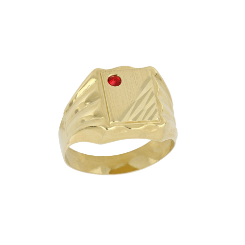 Anello Uomo in Oro Giallo con Pietra Rossa 803321715403