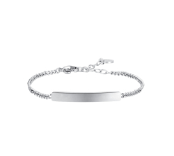 Bracciale Donna In Acciaio Inox Oro | Catena A Maglia Quadrata Con 7 Piastrine | Regalo In Confezione Elegante