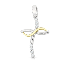 Women's Cross Pendant in Yellow and White Gold GL102412