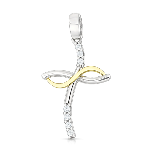 Women's Cross Pendant in Yellow and White Gold GL102412