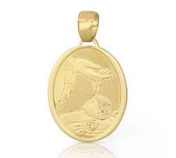 Yellow Gold Baptism Medal Pendant 803321704381
