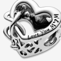 Pandora Openwork Heart Charm "I Love You Mom" 798825C00