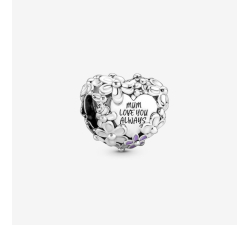 Pandora Herz-Charm mit Blumenmuster 791155C01