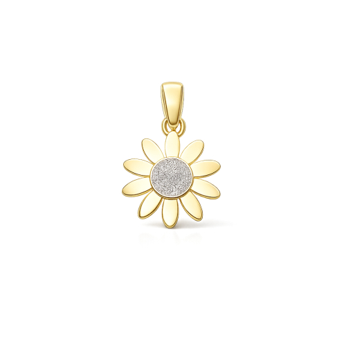 Daisy Pendant in White and Yellow Gold GL102417