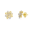 White and Yellow Gold Flower Earrings GL102420