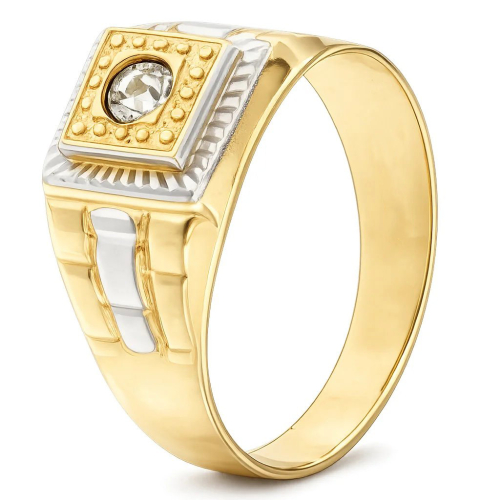 Weiß-Gelb-Gold-Herrenring GL100185