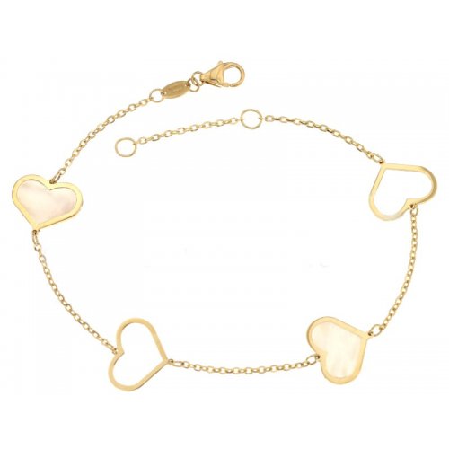 Yellow gold women's bracelet with hearts 803321733398