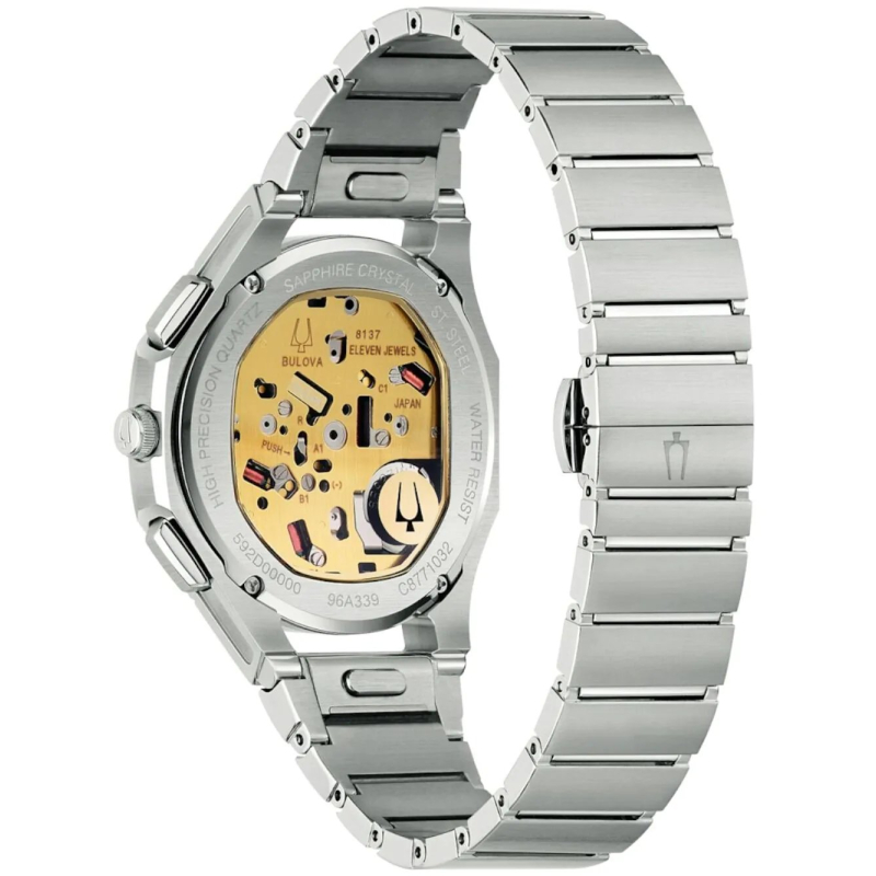 Bulova Orologio Uomo Digitale Quarzo - Cassa Quadrata In Acciaio Inox 96C139