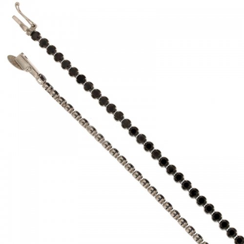 Unisex tennis bracelet in white gold and black stones 803321721207