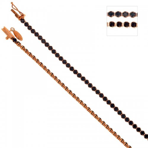 Rose gold tennis bracelet with black stones 803321726505