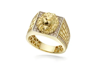 Men's Yellow Gold Lion Head Ring GL102462