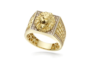 Anello Uomo Oro Giallo Testa di Leone GL102462