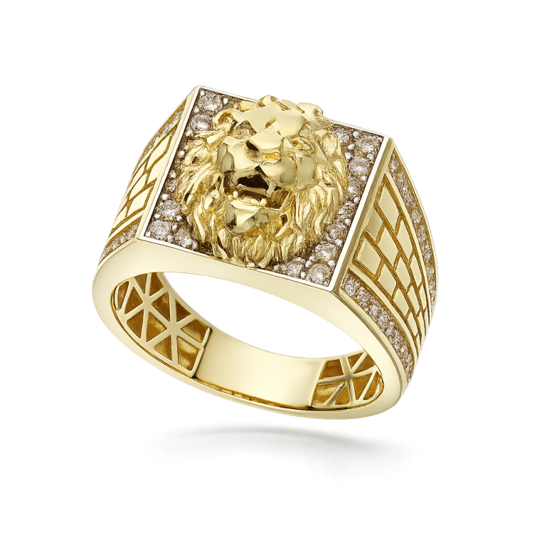 Men's Yellow Gold Lion Head Ring GL102462 - GioielleriaLucchese.it