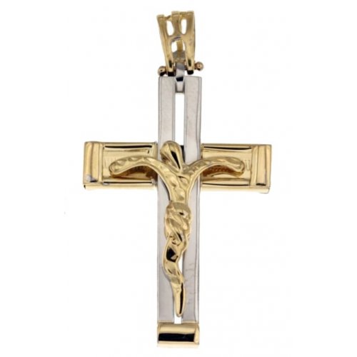 Yellow and White Gold Men's Cross 803321727236