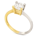 Two-tone solitaire ring for woman in White and Yellow Gold 803321736194