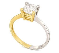 Anello solitario bicolore da donna Oro Bianco e Giallo 803321736194