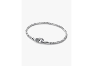 Bracciale Pandora Maglia Coda di Volpe con Chiusura Pav&egrave; 594462C01