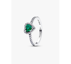 Pandora Dark Green Embossed Heart Ring 198421C07