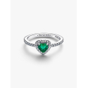 Anello Pandora Cuore in Rilievo Verde Scuro 198421C07