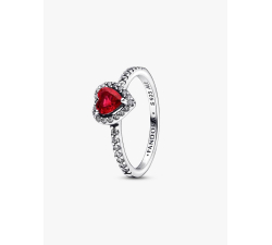 Pandora Red Embossed Heart Ring 198421C02