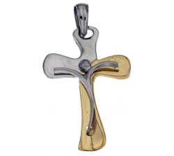 Yellow and White Gold Men's Cross 803321712535