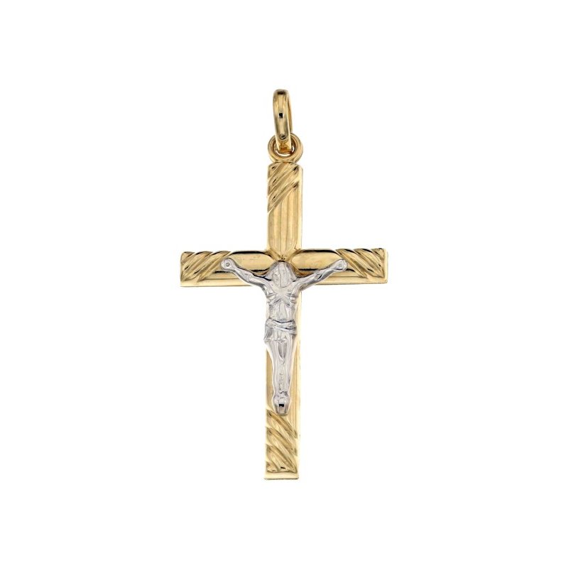 Croce da uomo in Oro Giallo e Bianco 803321713032