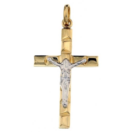 Yellow and White Gold Men's Cross 803321713033