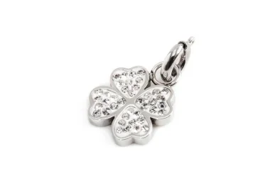 Charm Marl&ugrave; quadrifoglio con cristalli 18CH094-W