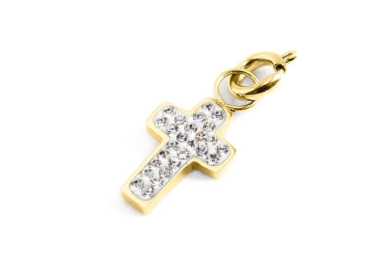 Marl&ugrave; cross charm with crystals 18CH096G-W