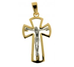 Yellow and White Gold Men's Cross 803321714064