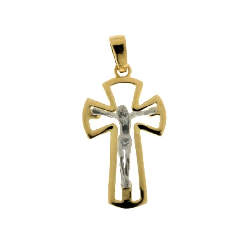 Croce da uomo in Oro Giallo e Bianco 803321714064