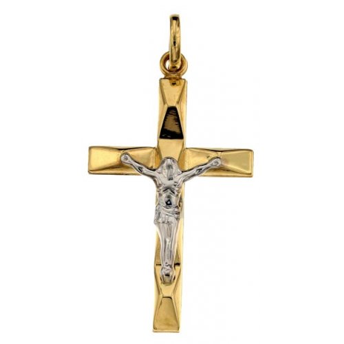 Yellow and White Gold Men's Cross 803321714348