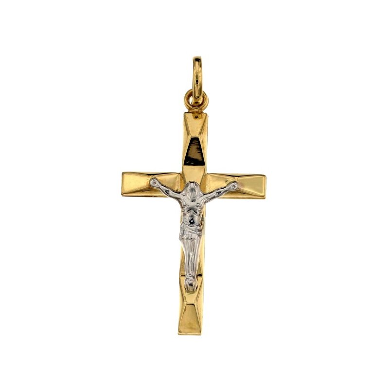 Croce da uomo in Oro Giallo e Bianco 803321714348