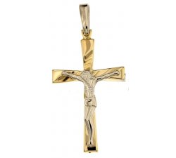 Yellow and White Gold Men's Cross 803321733569