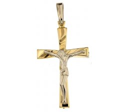 Yellow and White Gold Men's Cross 803321733569