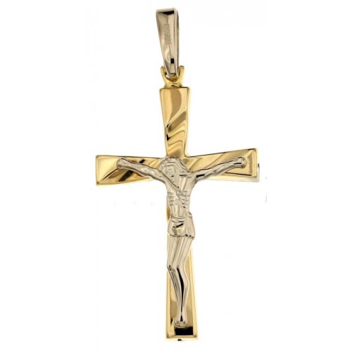 Yellow and White Gold Men's Cross 803321733569