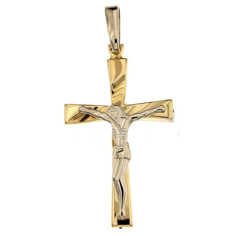 COLLANA UOMO CROCIFISSO In Oro Giallo 18 Ct 750 Cristo Croce Gesu' Oro  Bianco Kt EUR 749,00 - PicClick IT