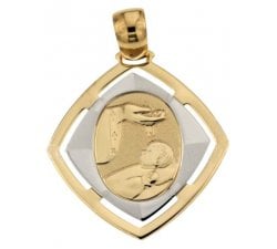 Medaglia Ciondolo da Battesimo Oro Giallo e Bianco 803321710090