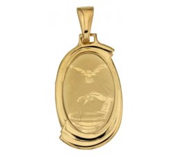 Yellow Gold Baptism Medal Pendant 803321710093